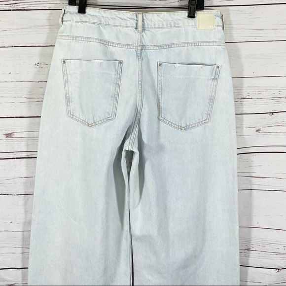 Zara Women’s High Rise Wide Leg Jeans Blue Size 10 - Picture 5 of 10